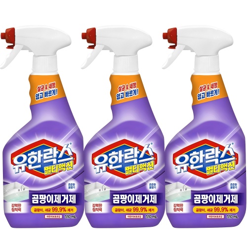 곰팡이 제거제 성분·효능·안전성 인기 판매량 TOP 6종 비교 총정리(홈스타,스페시핏,플레이클린,백화상점,유한락스,청정세상) 5 유한락스 멀티액션 곰팡이제거제, 510ml, 3개 제품사진