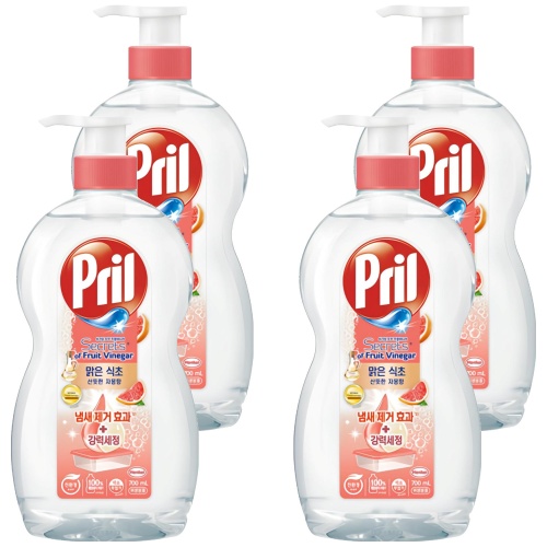프릴 맑은 식초 주방세제 산뜻한 자몽향, 700ml, 4개 제품사진