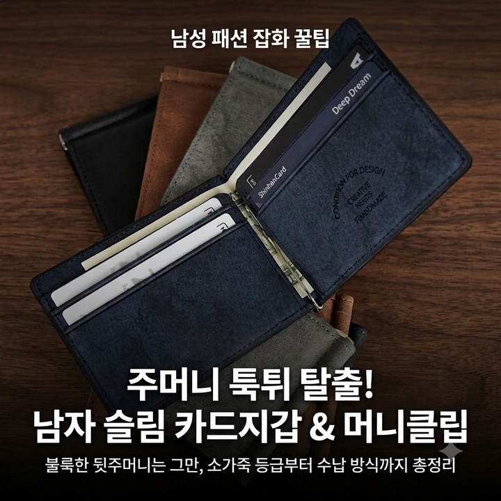 남자 슬림 카드지갑 머니클립 추천 명품 소가죽 비교 1 소가죽 머니클립 슬림 카드지갑 제품사진1