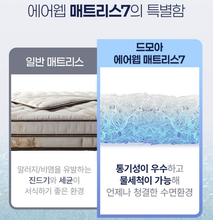 드모아 에어웹 매트리스 7 퀸, 통기성 강화 매트리스 추천 4 드모아 에어웹 매트리스 제품사진4