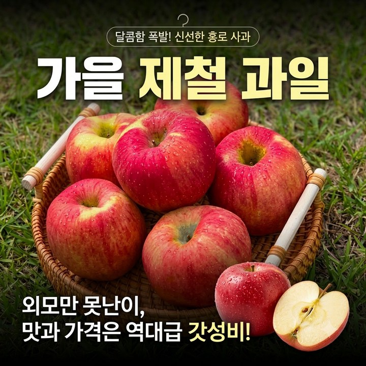 당도 높은 햇 못난이 홍로사과 5kg, 지금이 가장 맛있는 타이밍입니다. [첫수확특가]