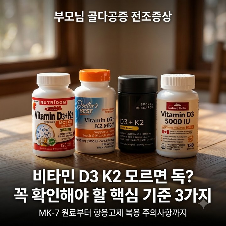 부모님 골다공증 걱정된다면, 비타민 D3 K2 고를 때 꼭 확인할 3가지